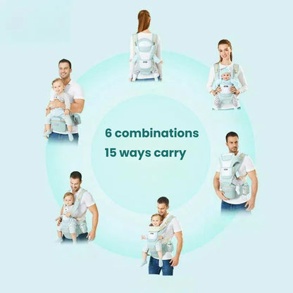 Baby Carrier Newborn to Toddler - Baby Carrier with Hip Seat, 6 in 1 Lightweight and Detachable Infant Carrier for Babies from 0-36 Months, Ideal for Hands-Free Parenting