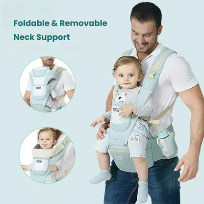 Baby Carrier Newborn to Toddler - Baby Carrier with Hip Seat, 6 in 1 Lightweight and Detachable Infant Carrier for Babies from 0-36 Months, Ideal for Hands-Free Parenting